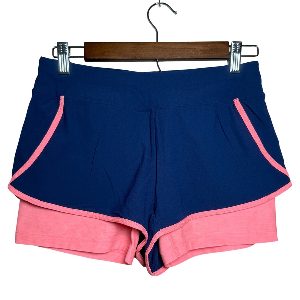 The North Face 2-in-1 Running Shorts Womens Medium Blue Peach Excellent FlashDry
